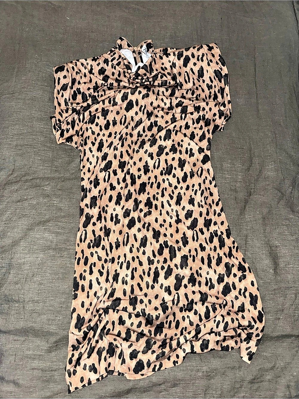 Zara Animal Print Mini Dress Brown & Black Small NWT